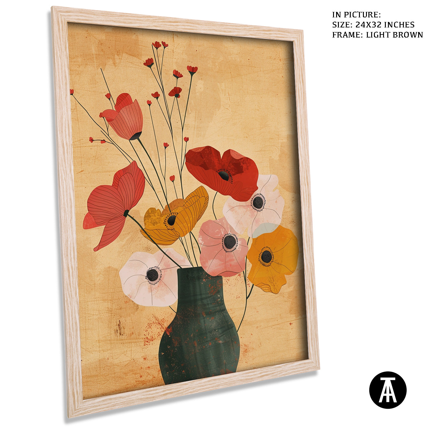 Artwork in Light Brown Frame