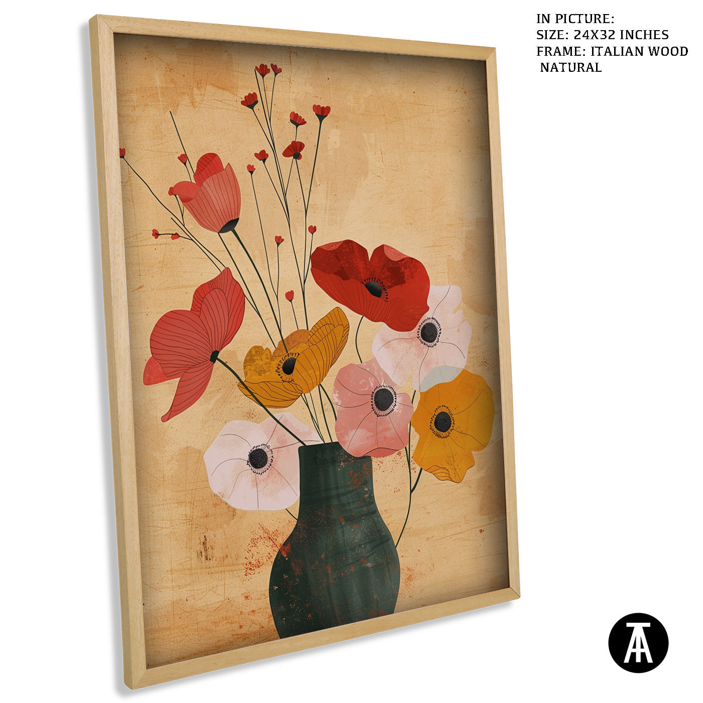 Artwork in Natural Wood Frame