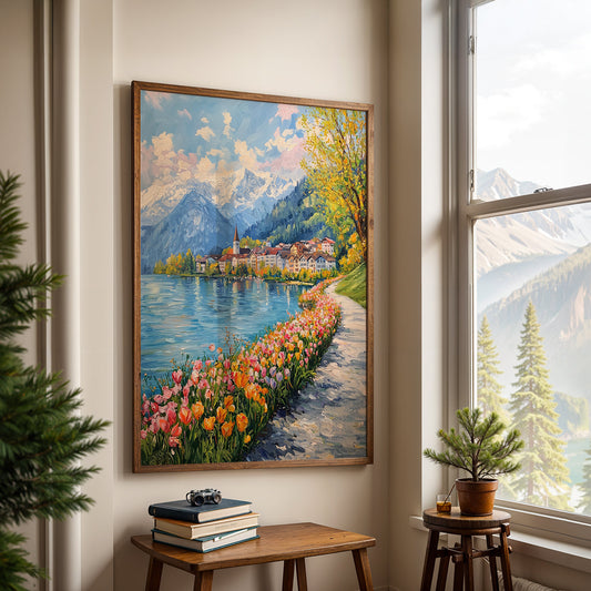 Swiss Alps Painting in a Lifestyle Setting