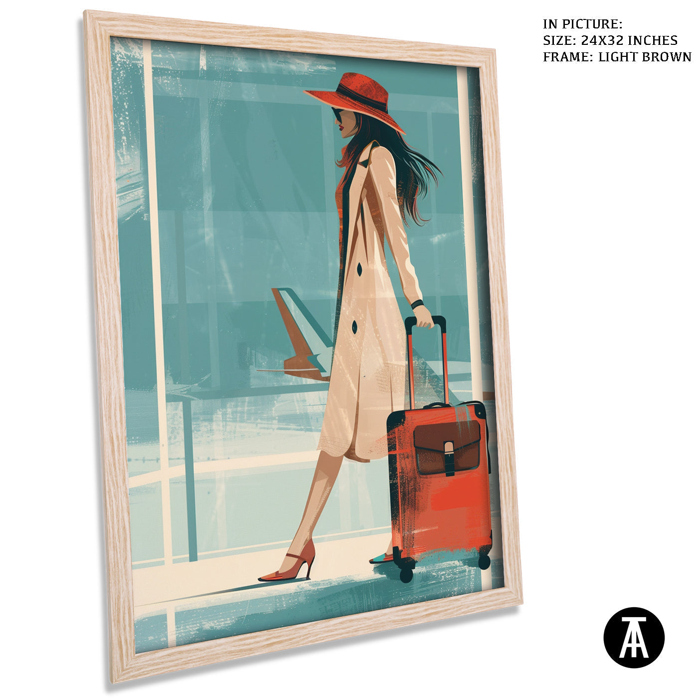 Artwork in Light Brown Frame