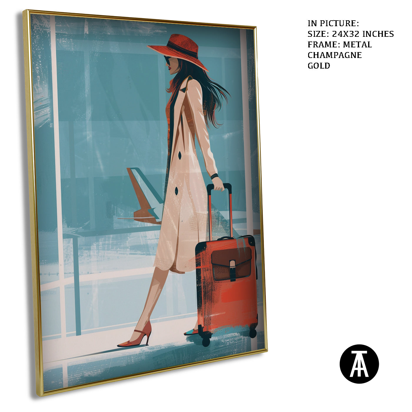 Artwork in Metal Champagne Gold Frame