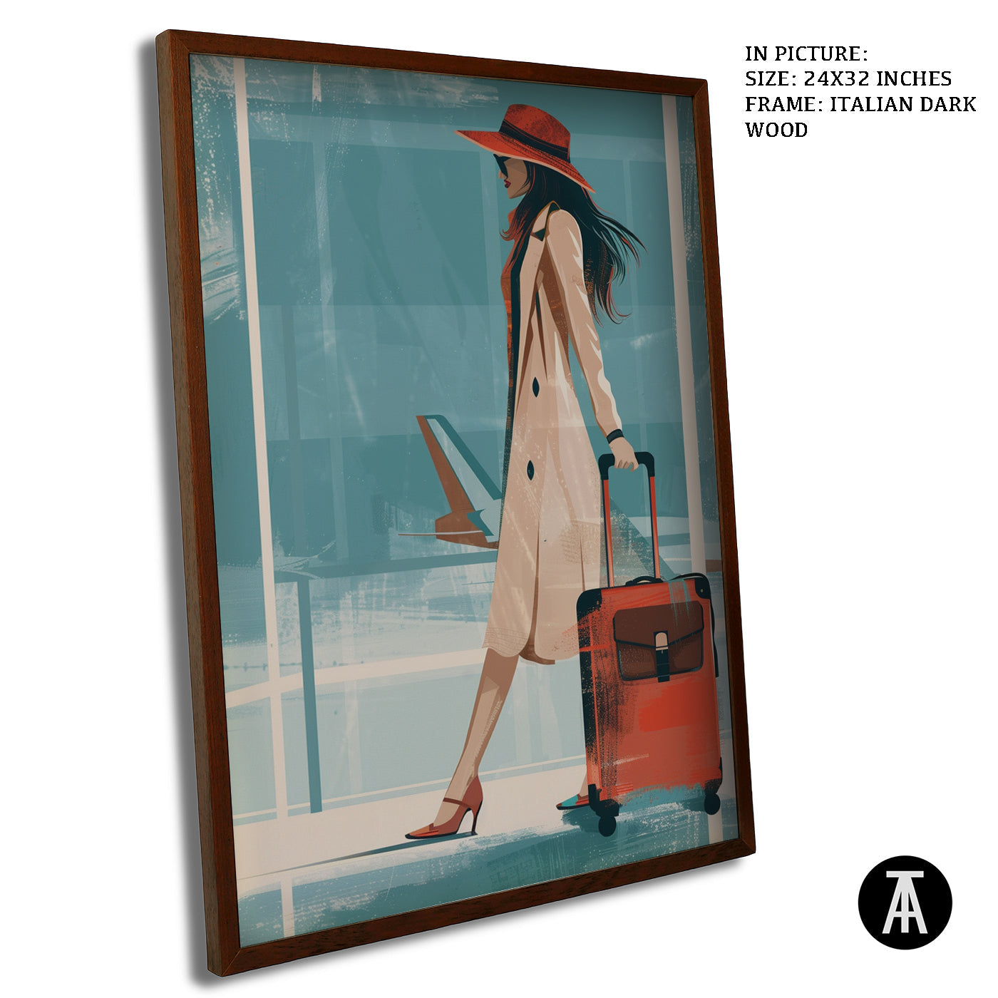 Artwork in Dark Wood Frame