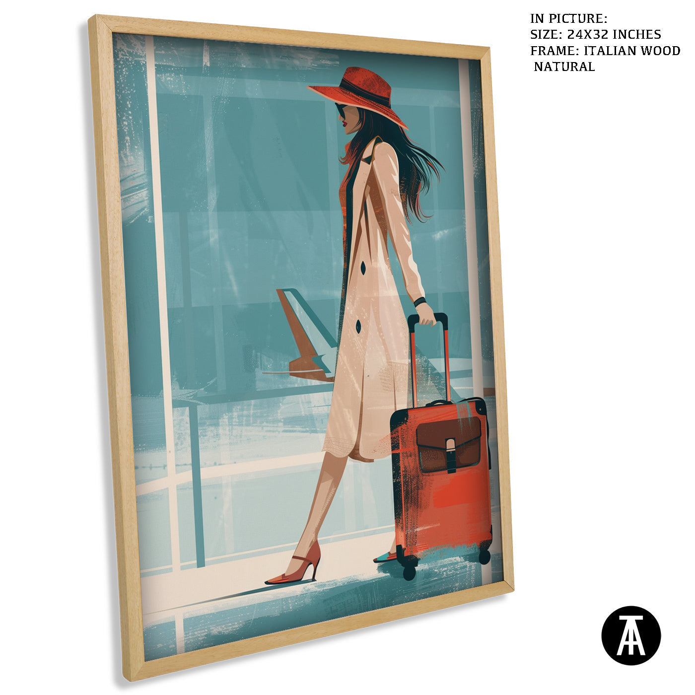 Artwork in Natural Wood Frame
