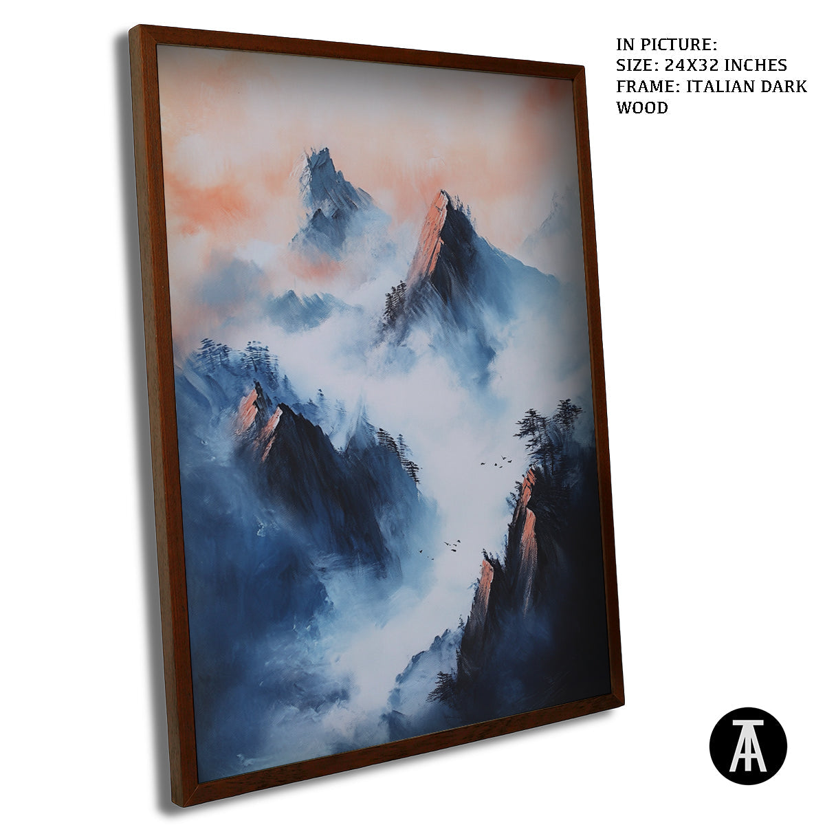 Artwork in Dark Wood Frame