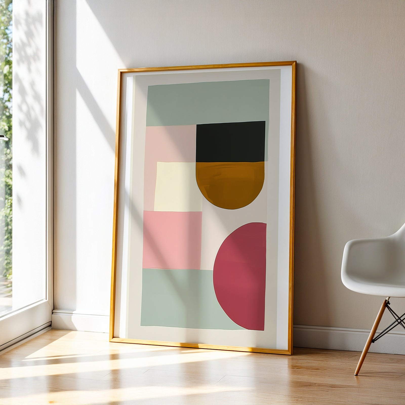 Abstract Art in a Lifestyle Setting Forms Pink by NYC Abstract