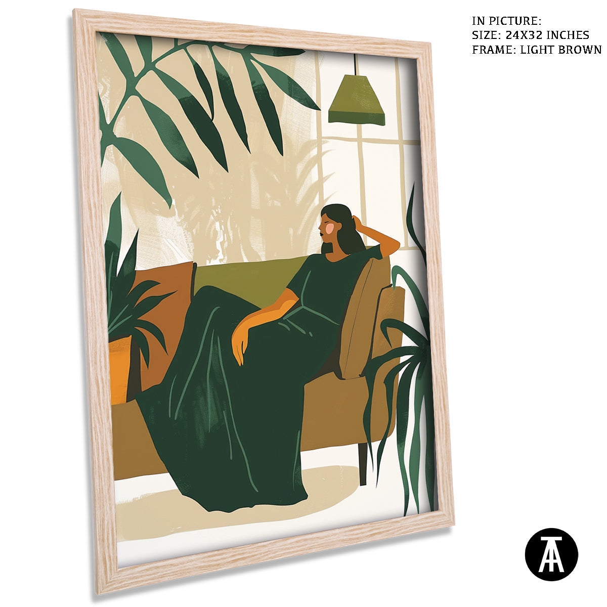Sample Artwork in Light Brown Frame
