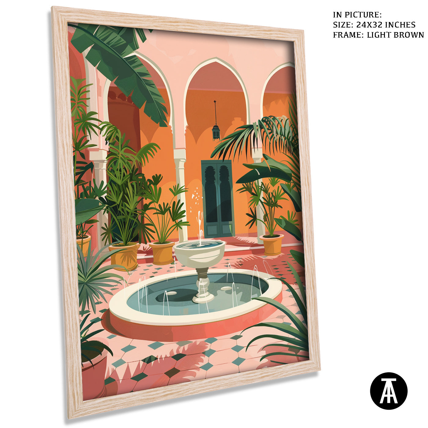 Artwork in Light Brown Frame