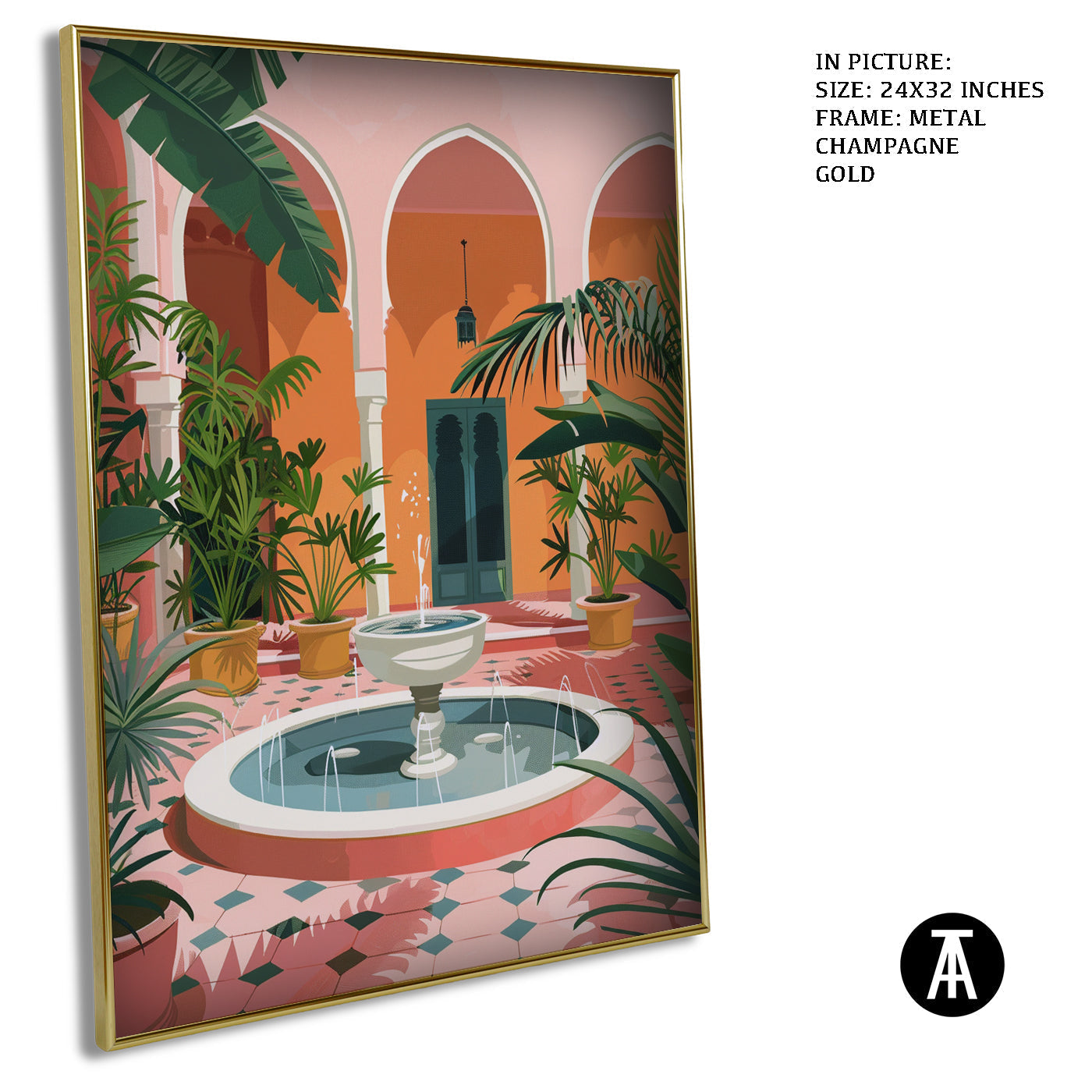 Artwork in Metal Champagne Gold Frame