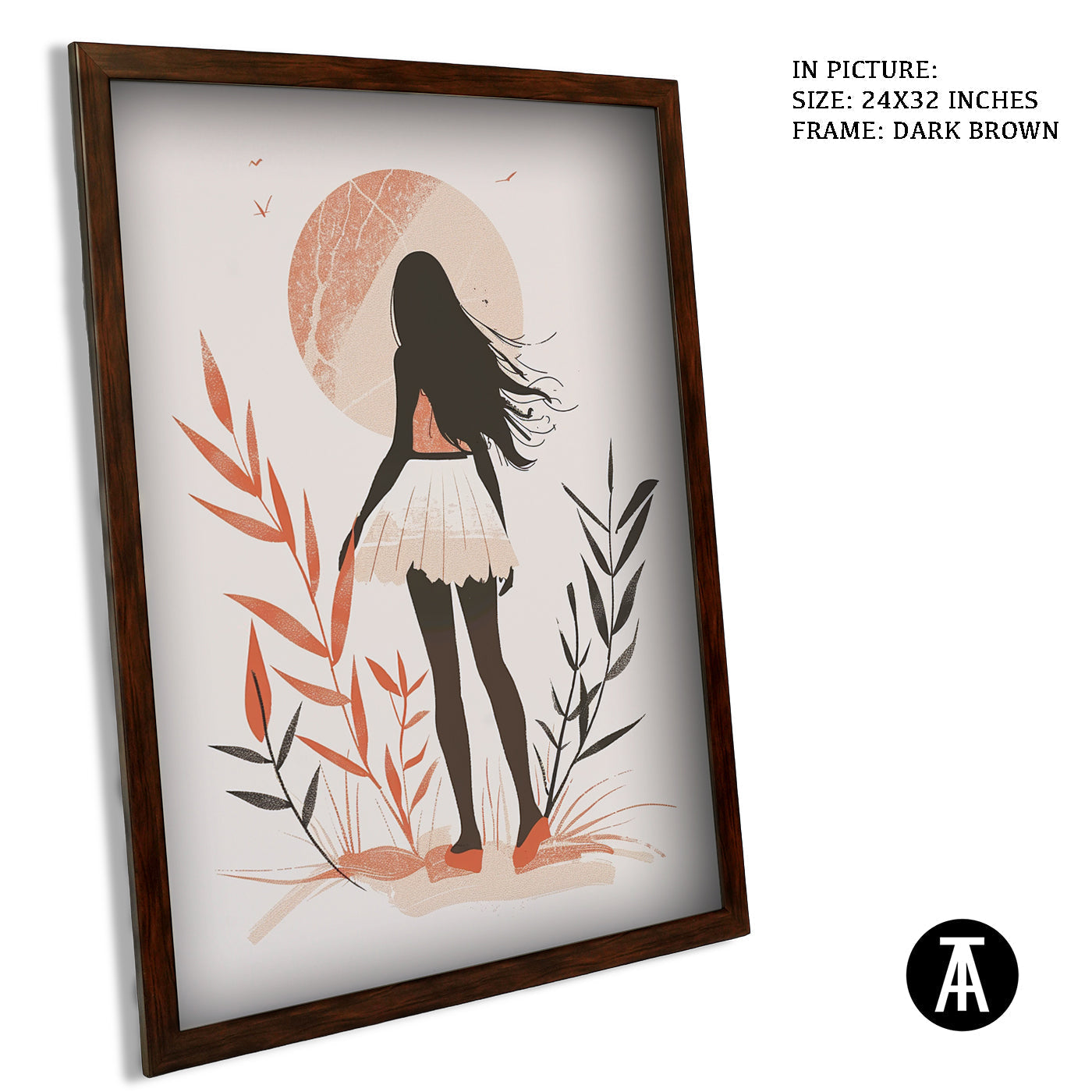 Artwork in Dark Brown Frame