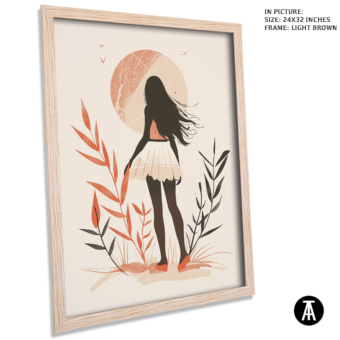 Artwork in Light Brown Frame