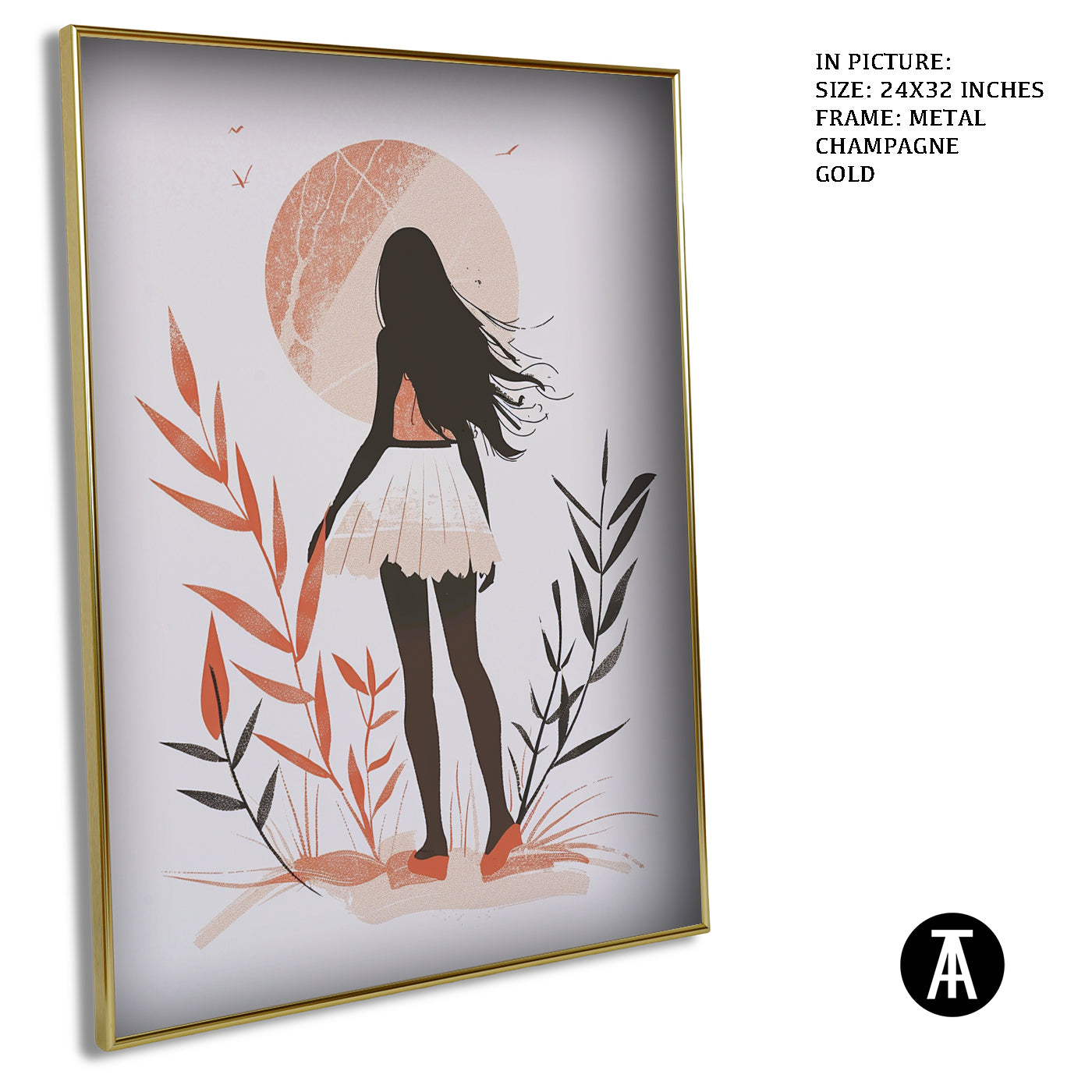 Artwork in Metal Champagne Gold Frame