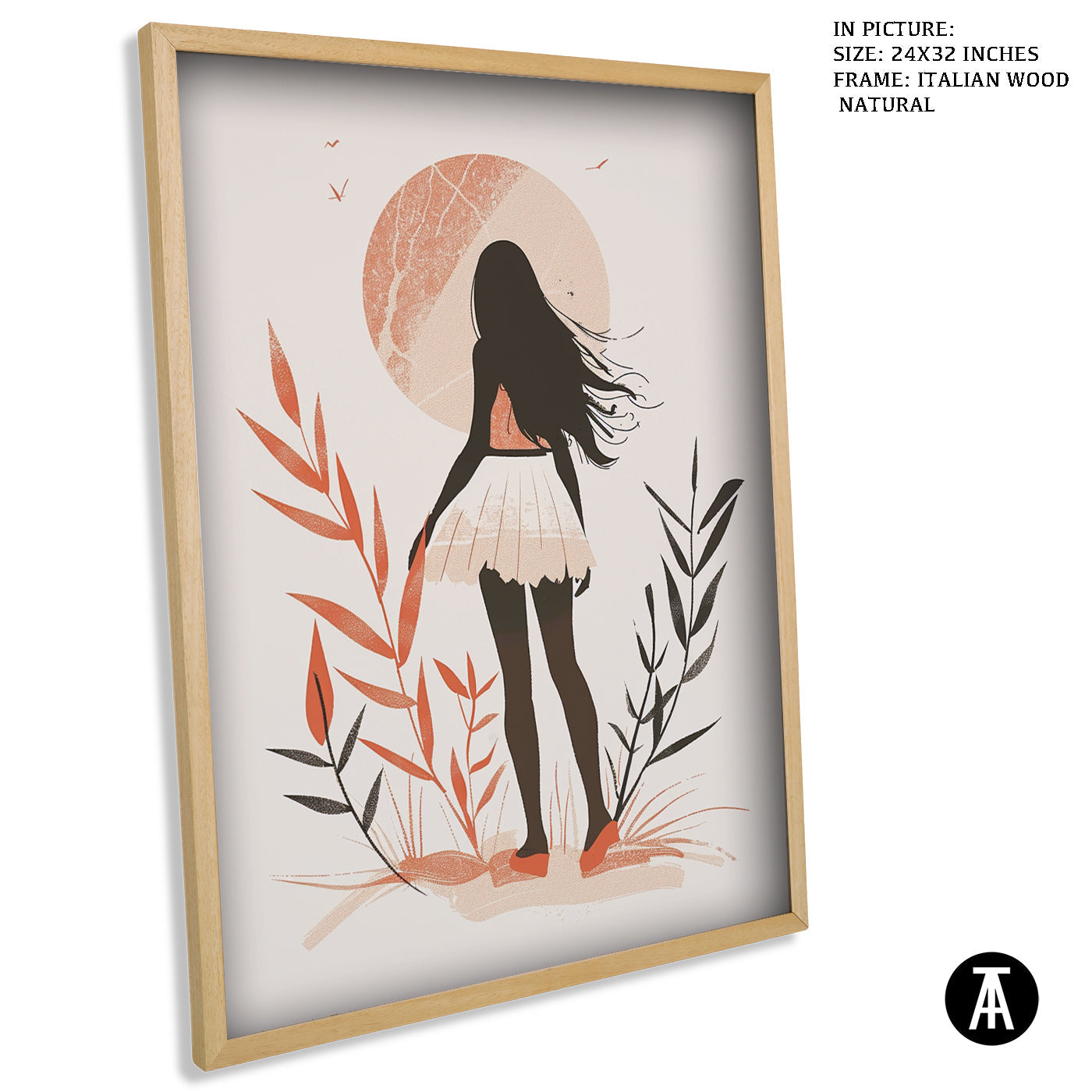 Artwork in Natural Wood Frame