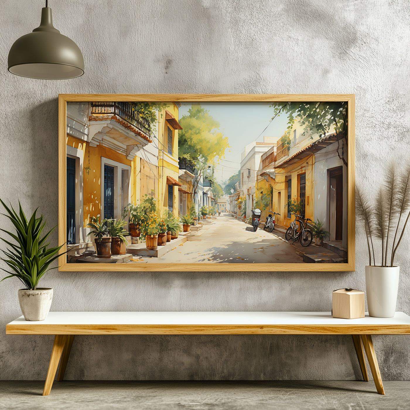 Panoramic Indian Painting in a Lifestyle Setting