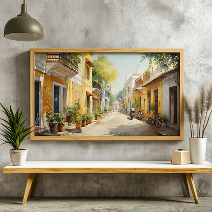 Panoramic Indian Painting in a Lifestyle Setting