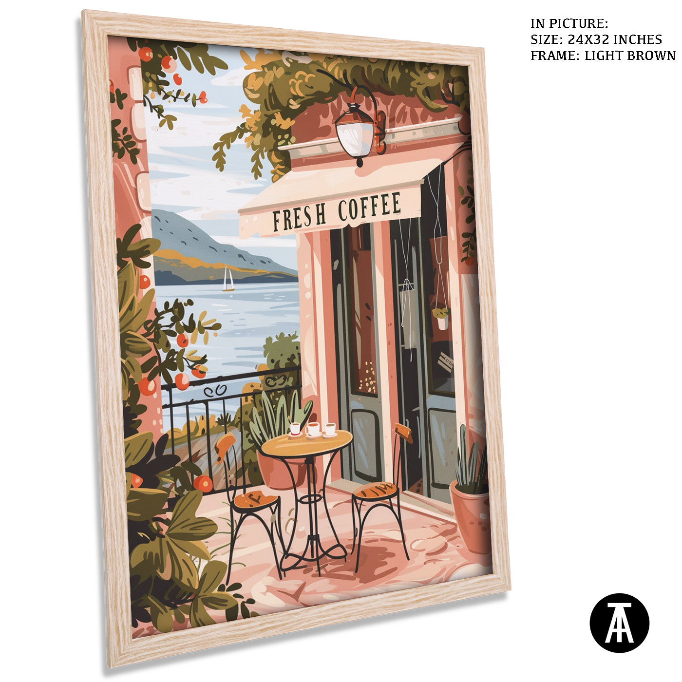 Artwork in Light Brown Frame