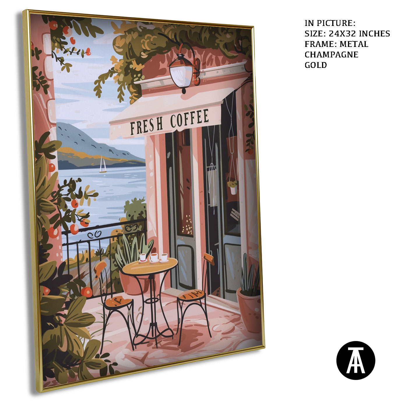 Artwork in Metal Champagne Gold Frame