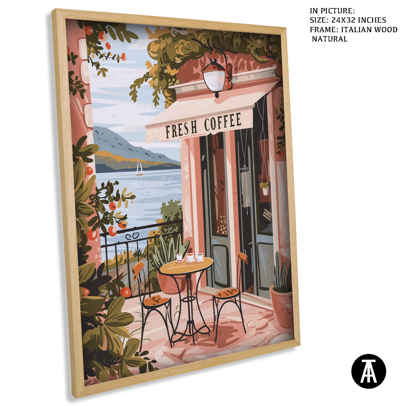 Artwork in Natural Wood Frame