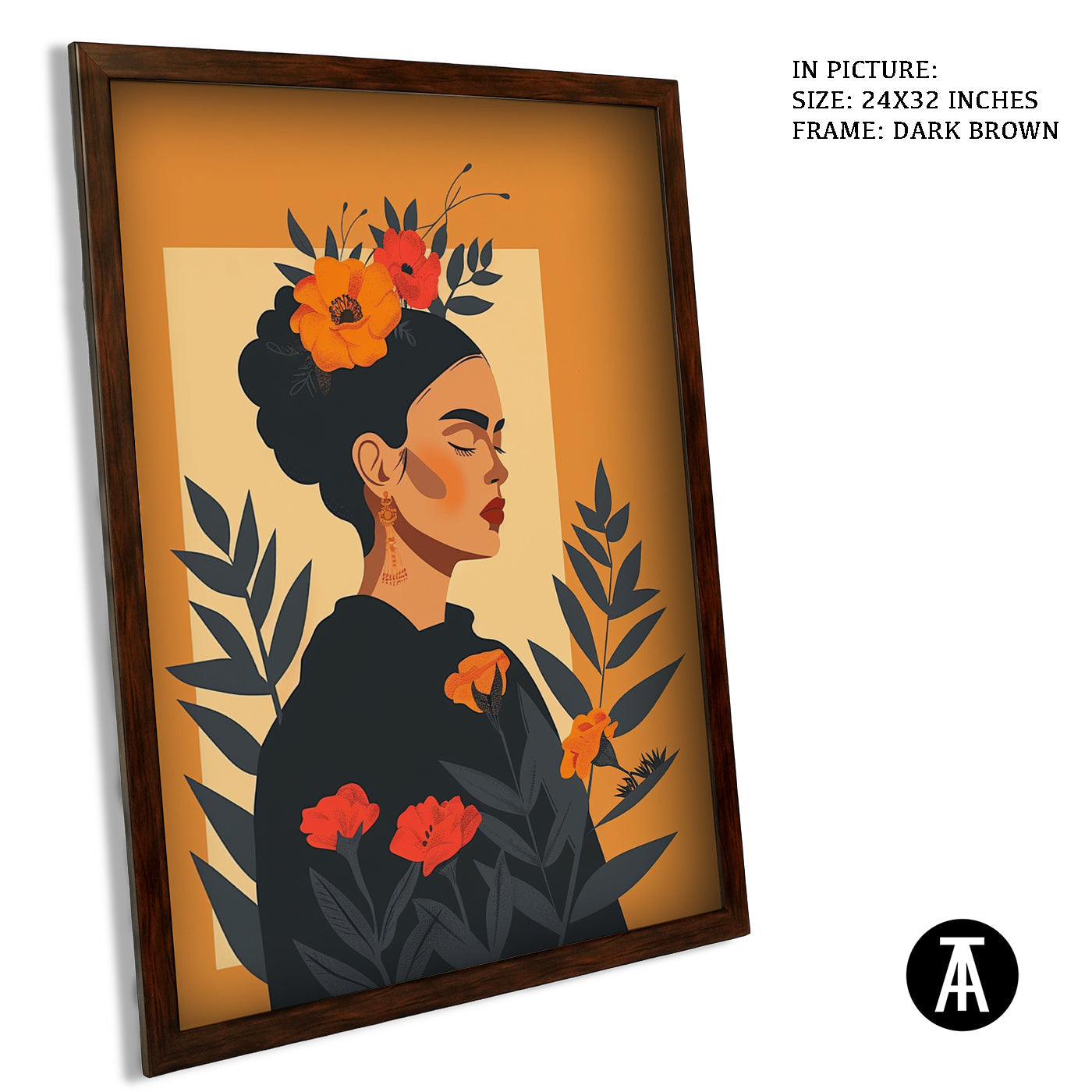 Artwork in Dark Brown Frame