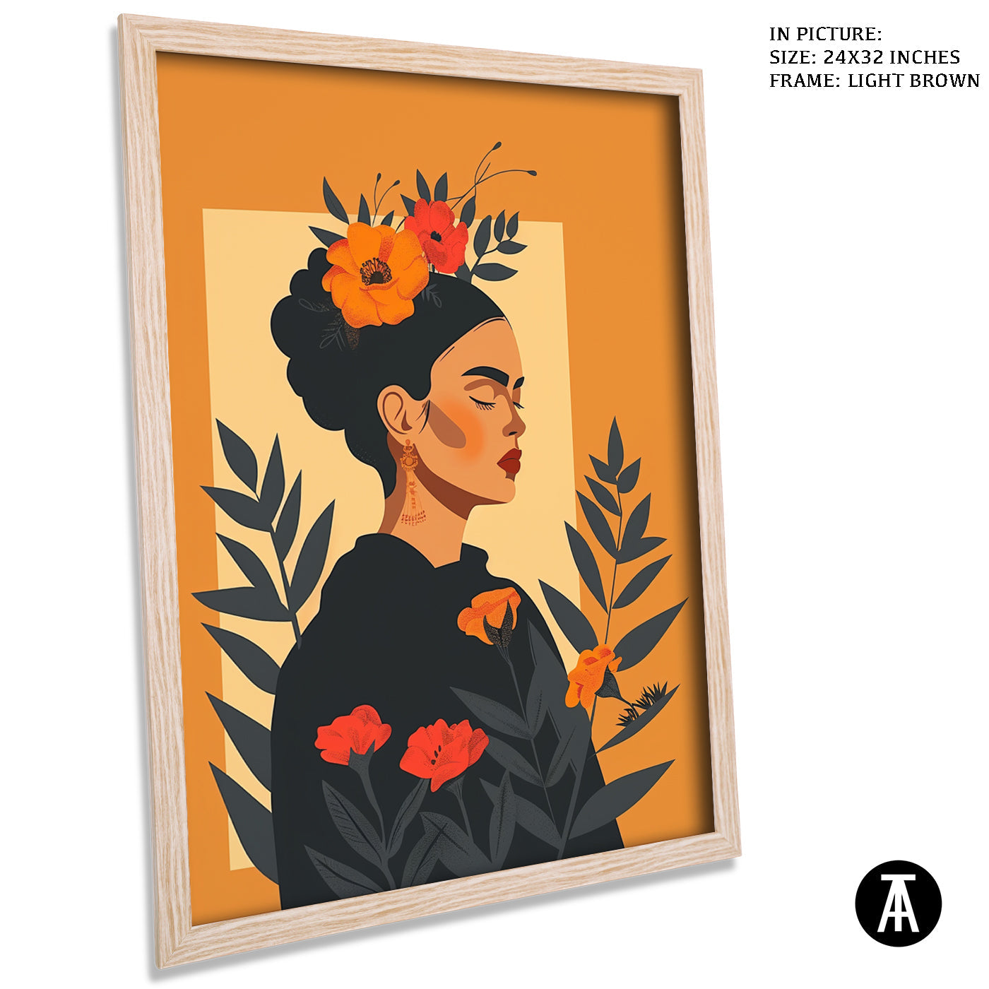 Artwork in Light Brown Frame