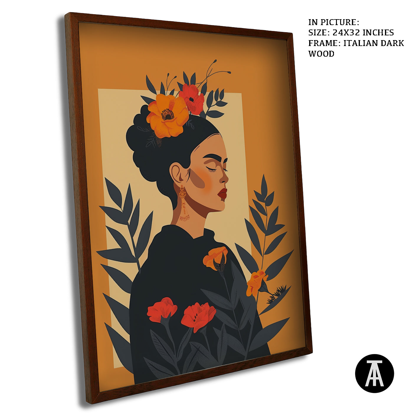Artwork in Dark Wood Frame