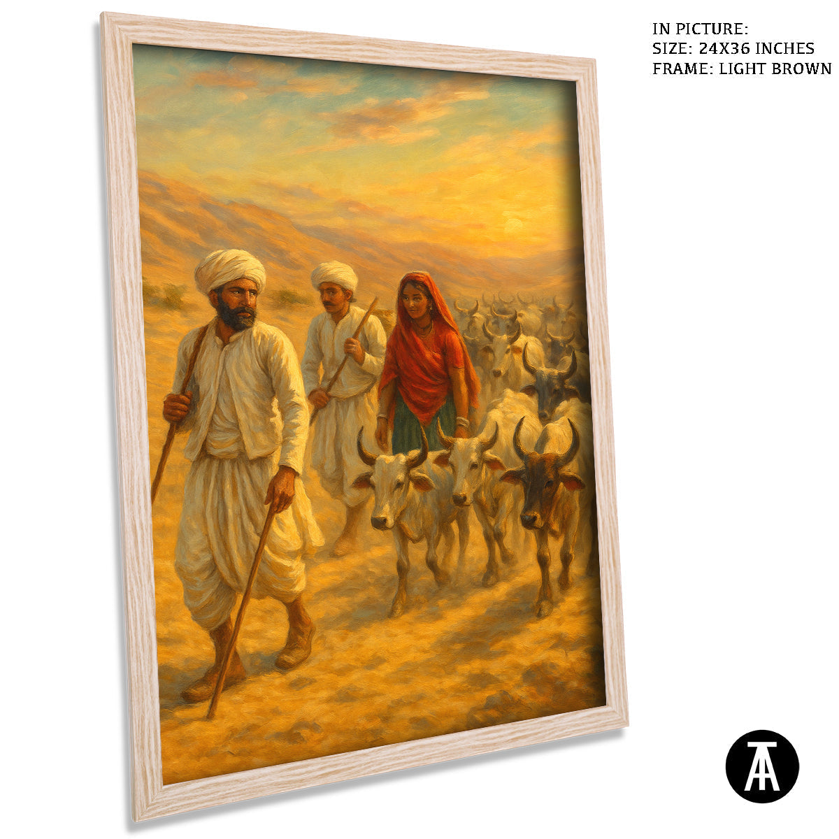 Artwork in Light Brown Frame