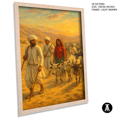 Artwork in Light Brown Frame