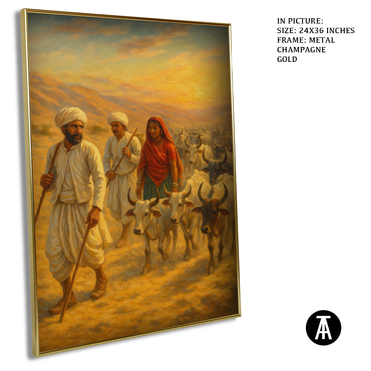 Artwork in Metal Champagne Gold Frame
