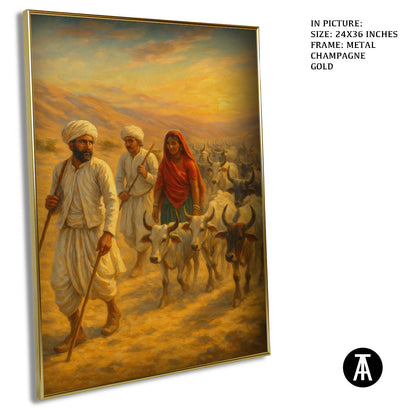 Artwork in Metal Champagne Gold Frame