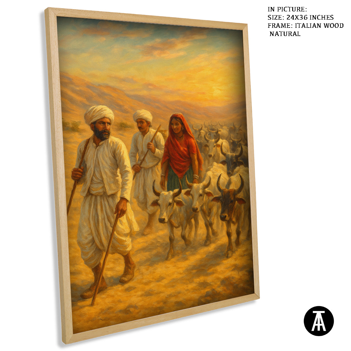 Artwork in Natural Wood Frame