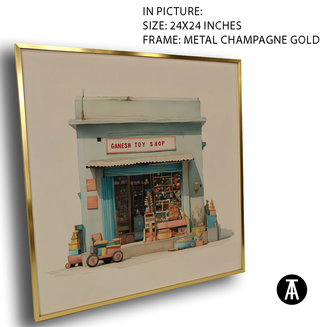 Artwork in Metal Champagne Gold Frame