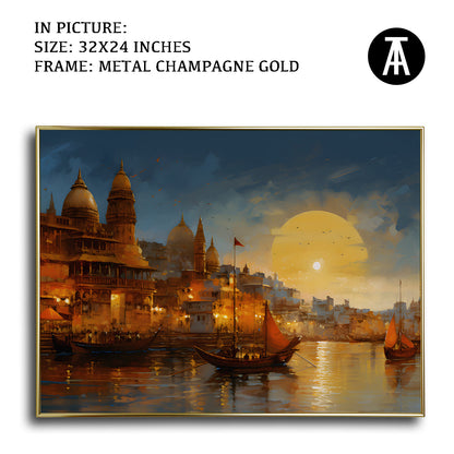 Artwork in Light Brown Frame