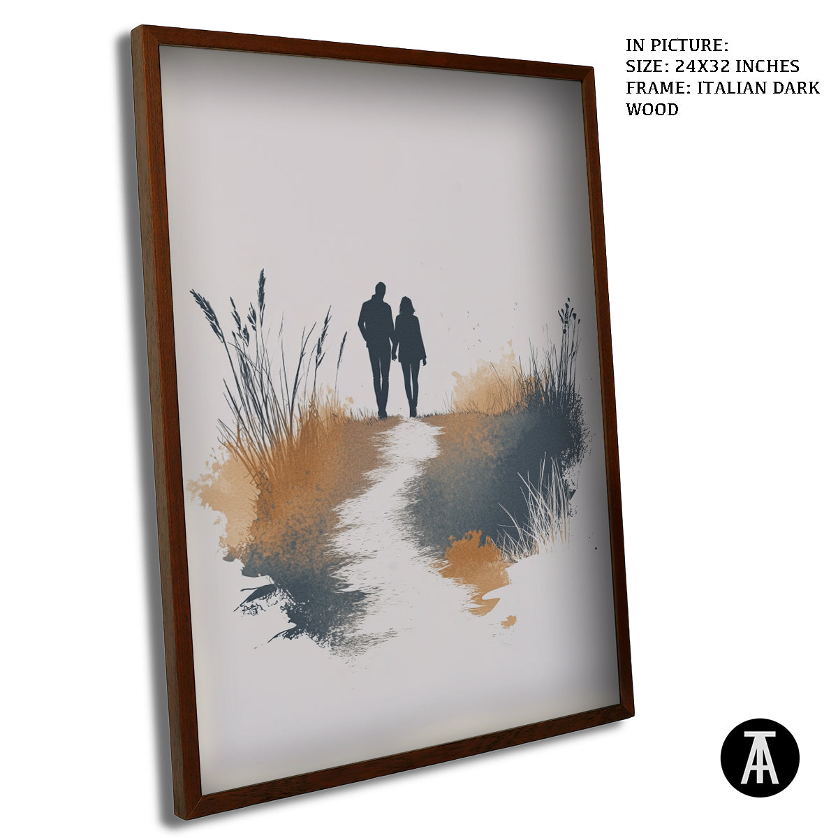 Artwork in Dark Wood Frame