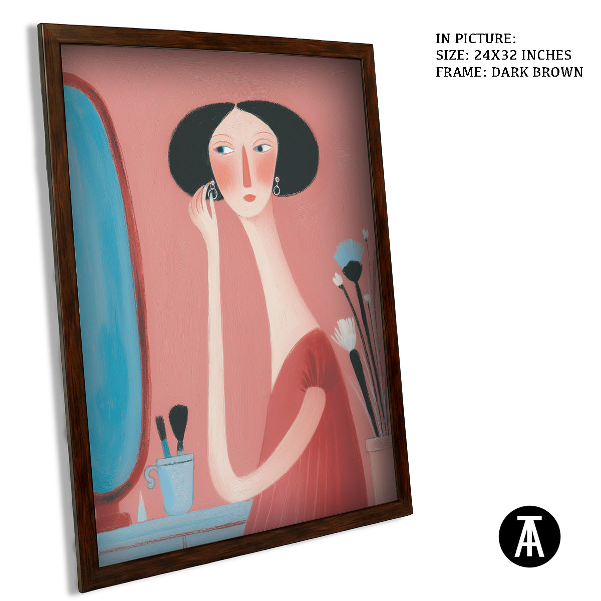 Artwork in Dark Brown Frame
