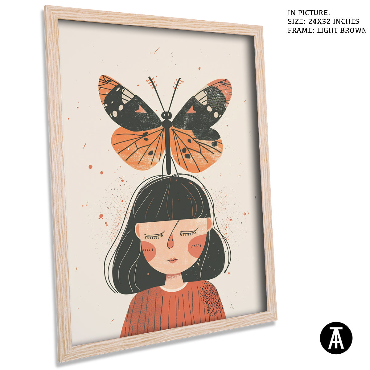 Sample Artwork in Light Brown Frame