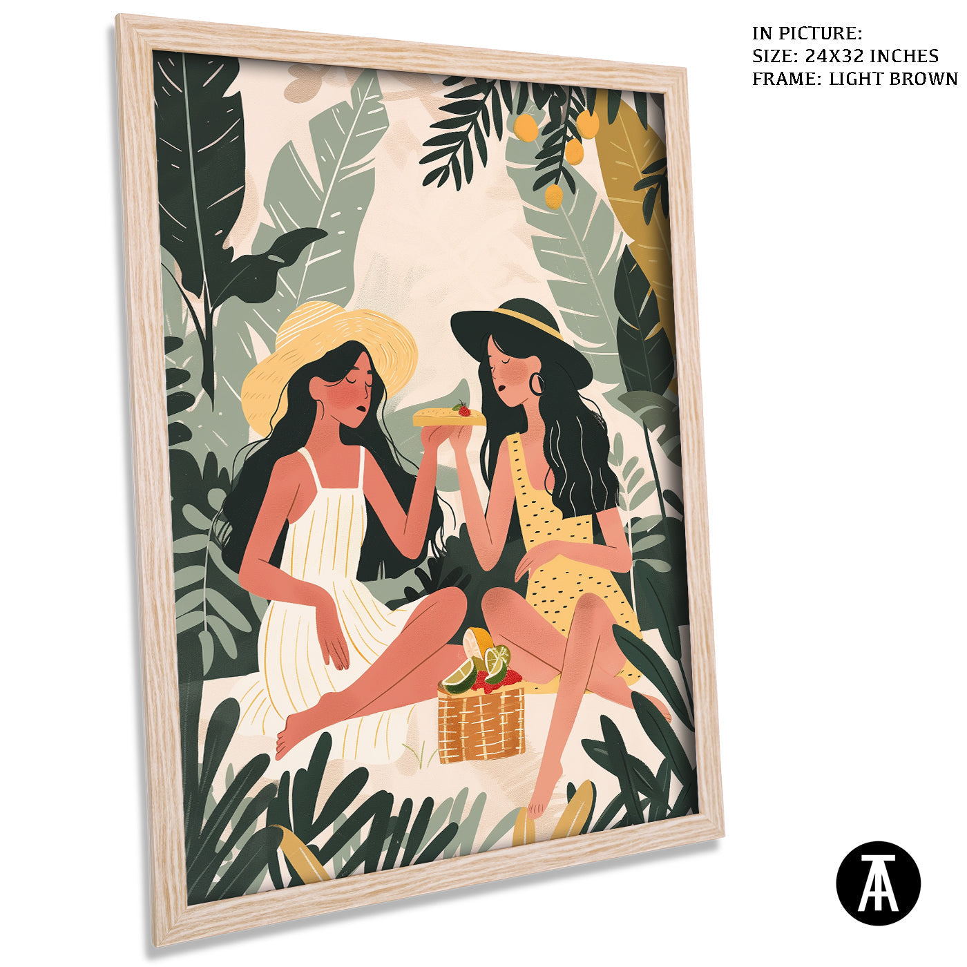Artwork in Light Brown Frame