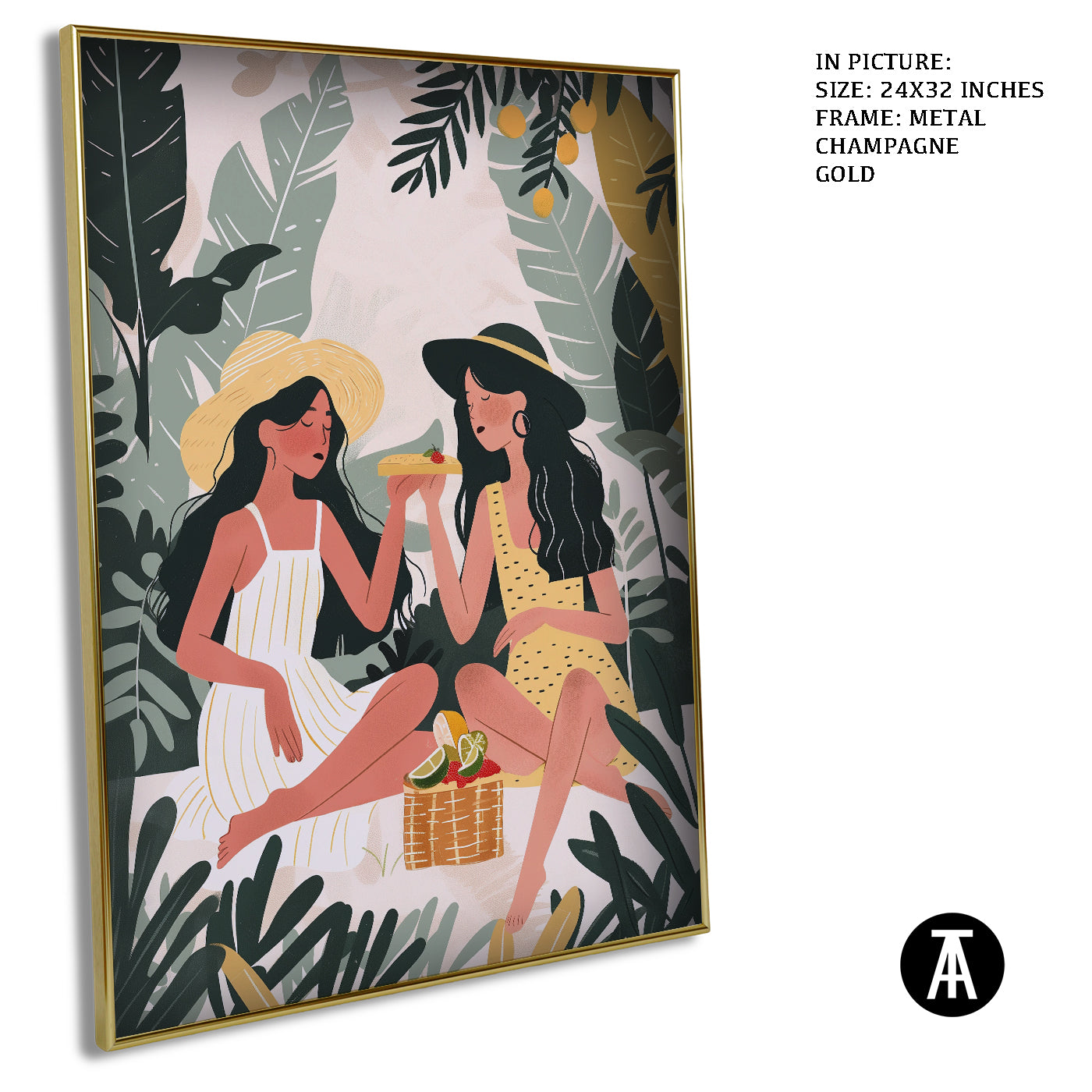 Artwork in Metal Champagne Gold Frame