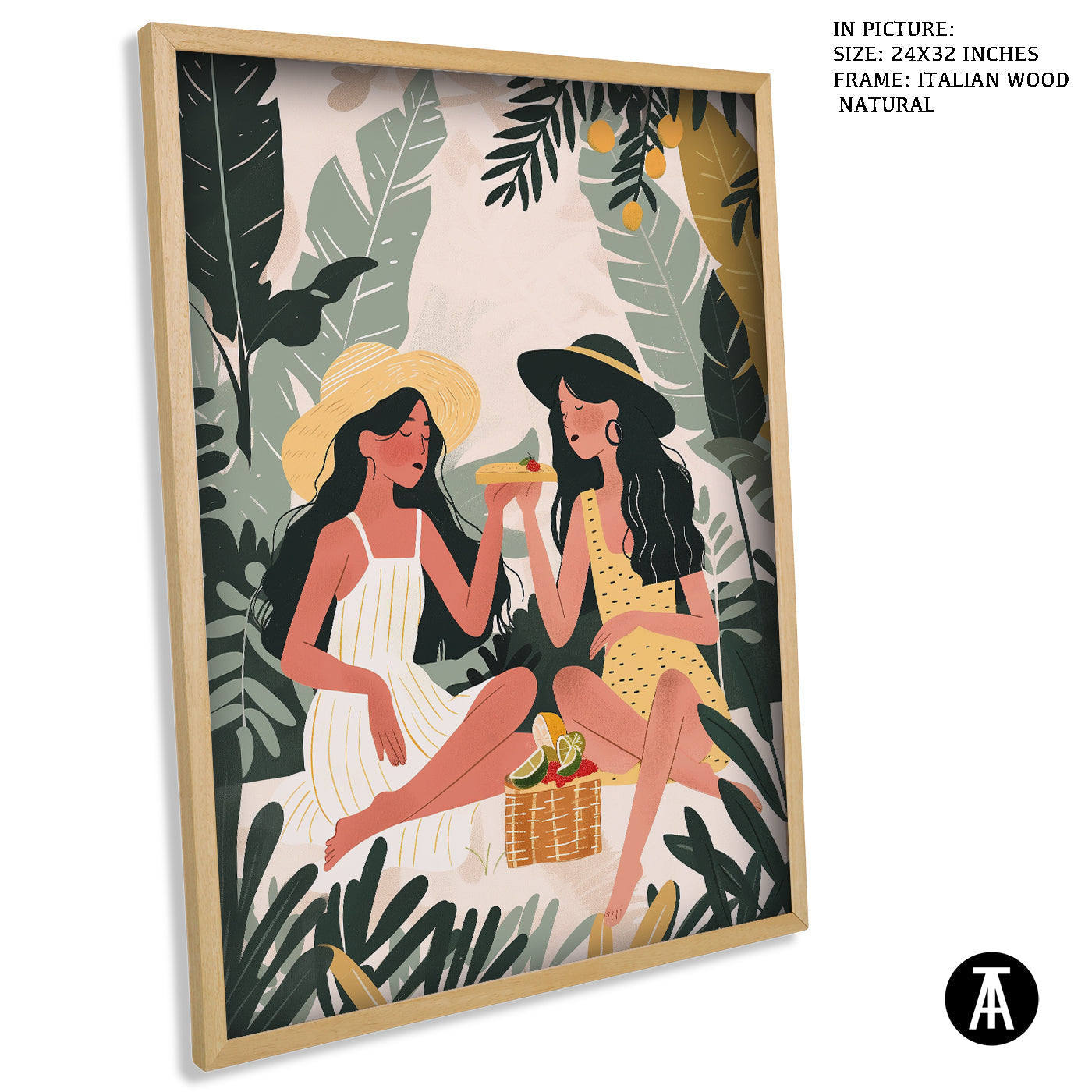 Artwork in Natural Wood Frame
