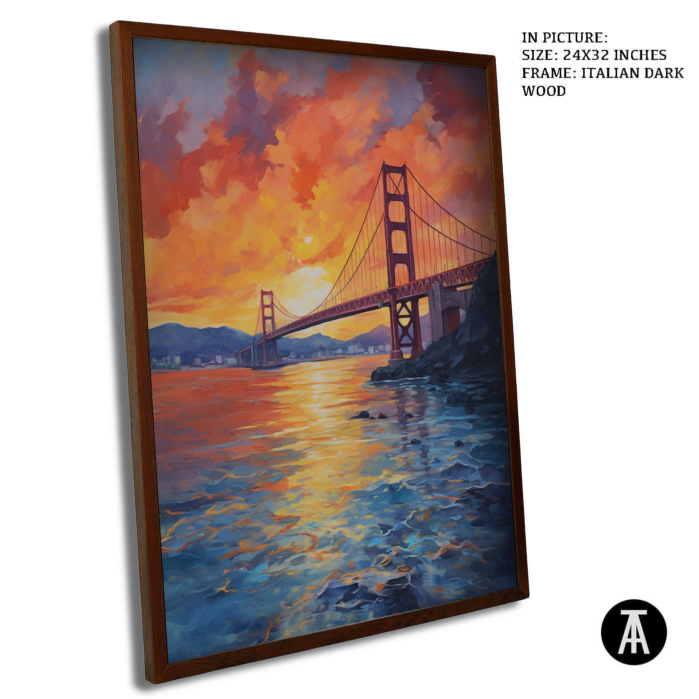 Artwork in Dark Wood Frame