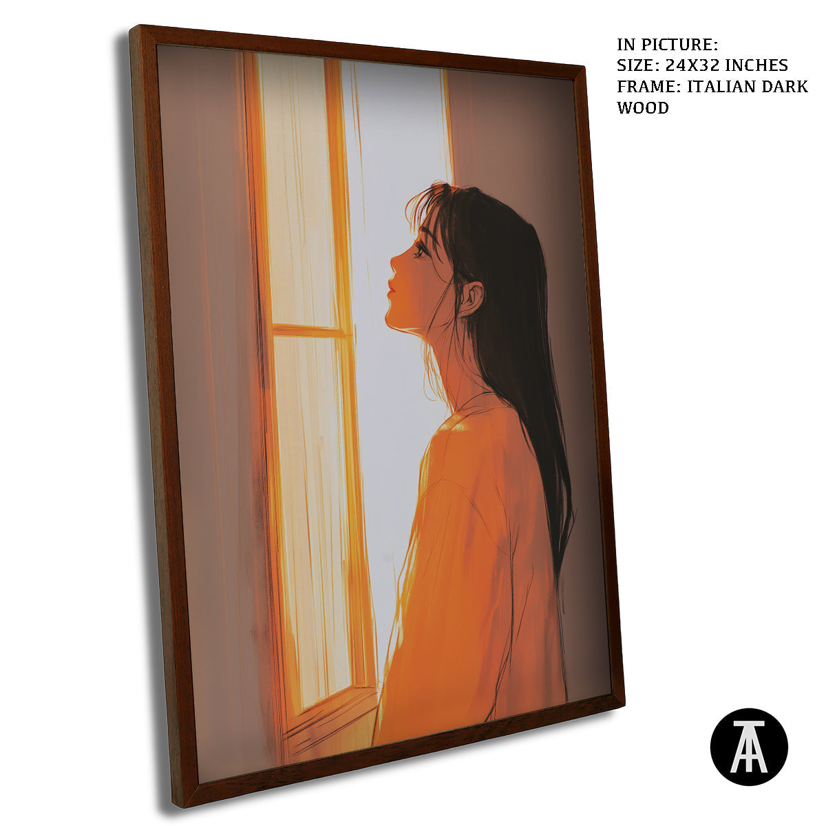 Artwork in Dark Wood Frame