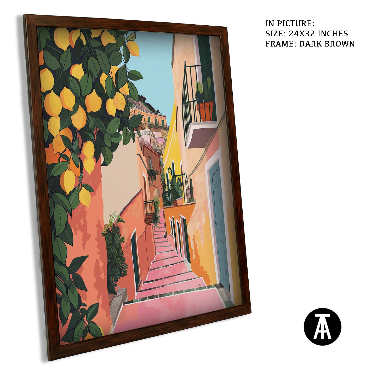 Artwork in Dark Brown Frame