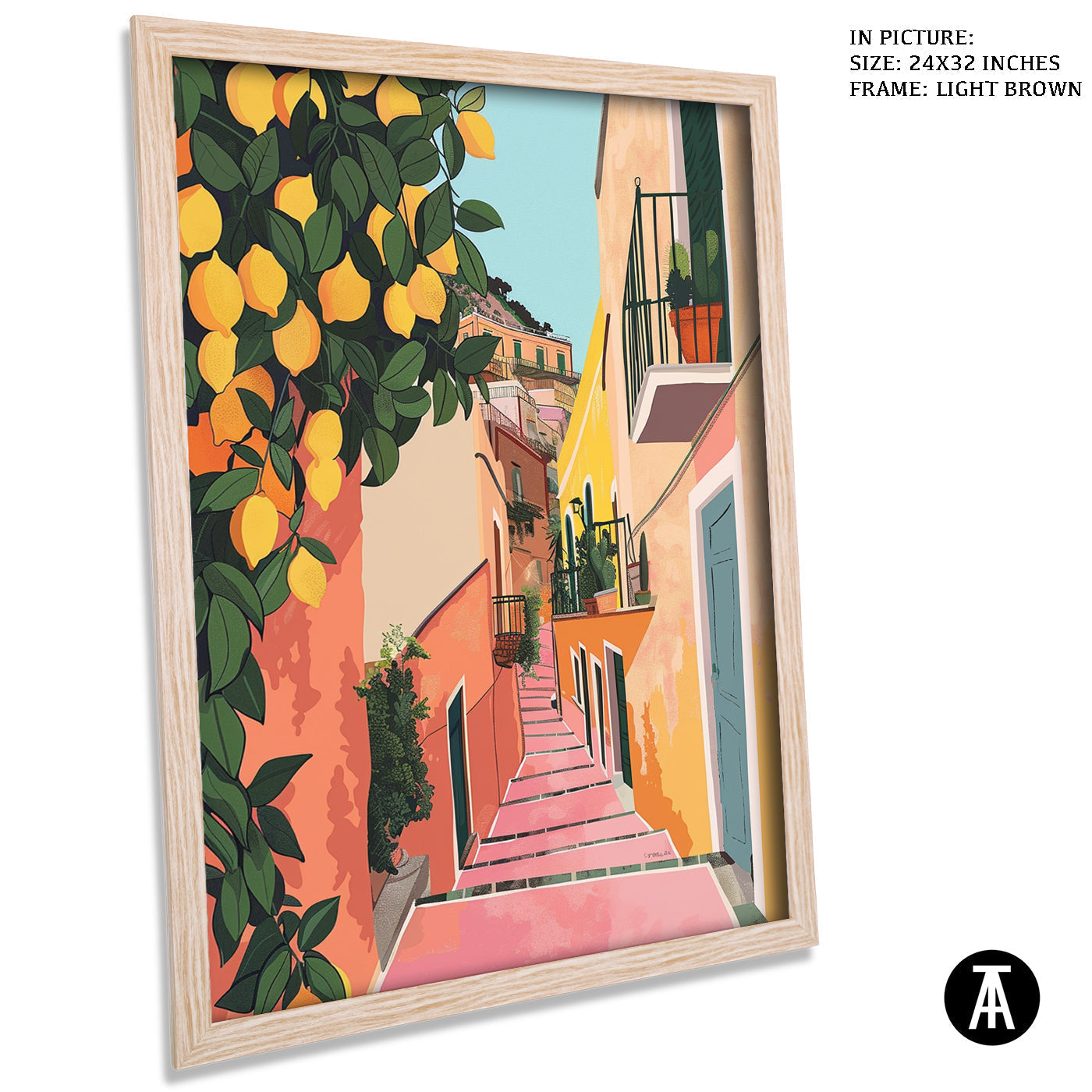 Artwork in Light Brown Frame