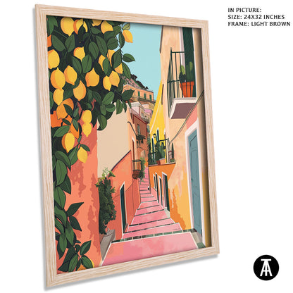 Artwork in Light Brown Frame