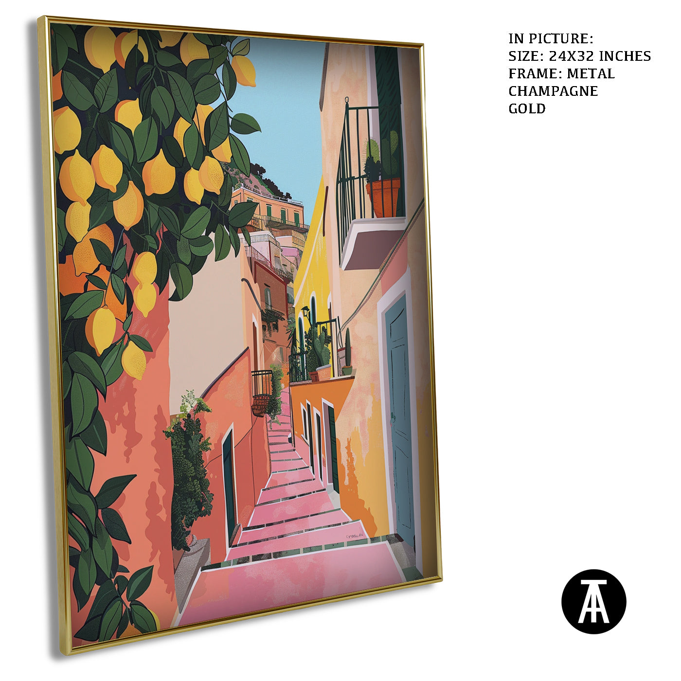 Artwork in Metal Champagne Gold Frame