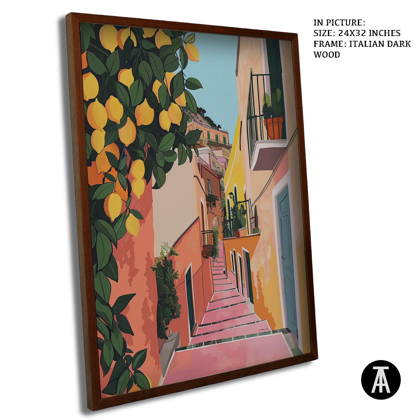 Artwork in Dark Wood Frame
