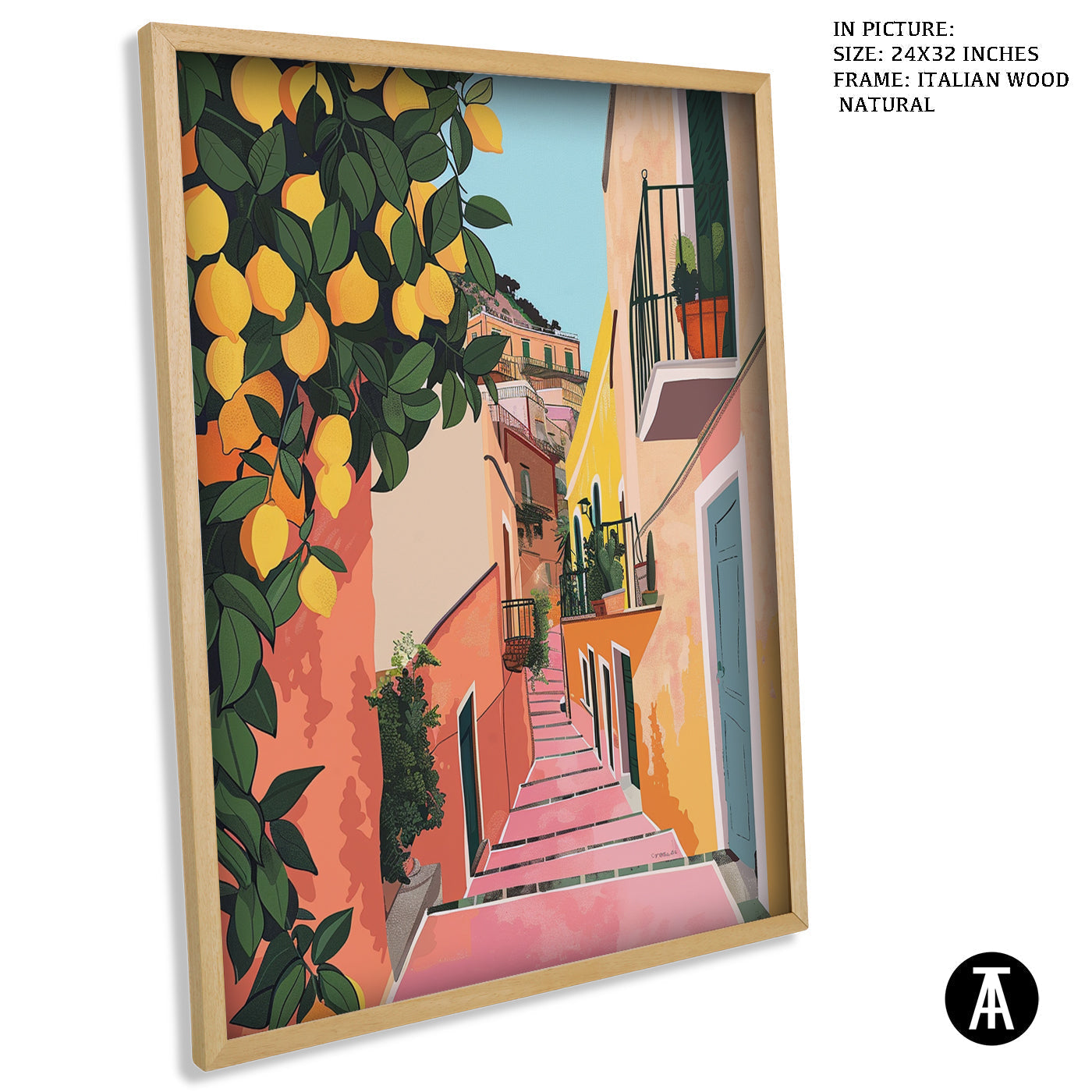 Artwork in Natural Wood Frame