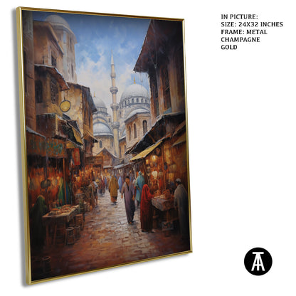 Artwork in Light Brown Frame
