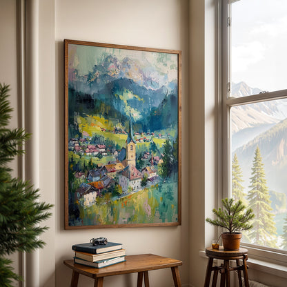 Swiss Alps Painting in a Lifestyle Setting