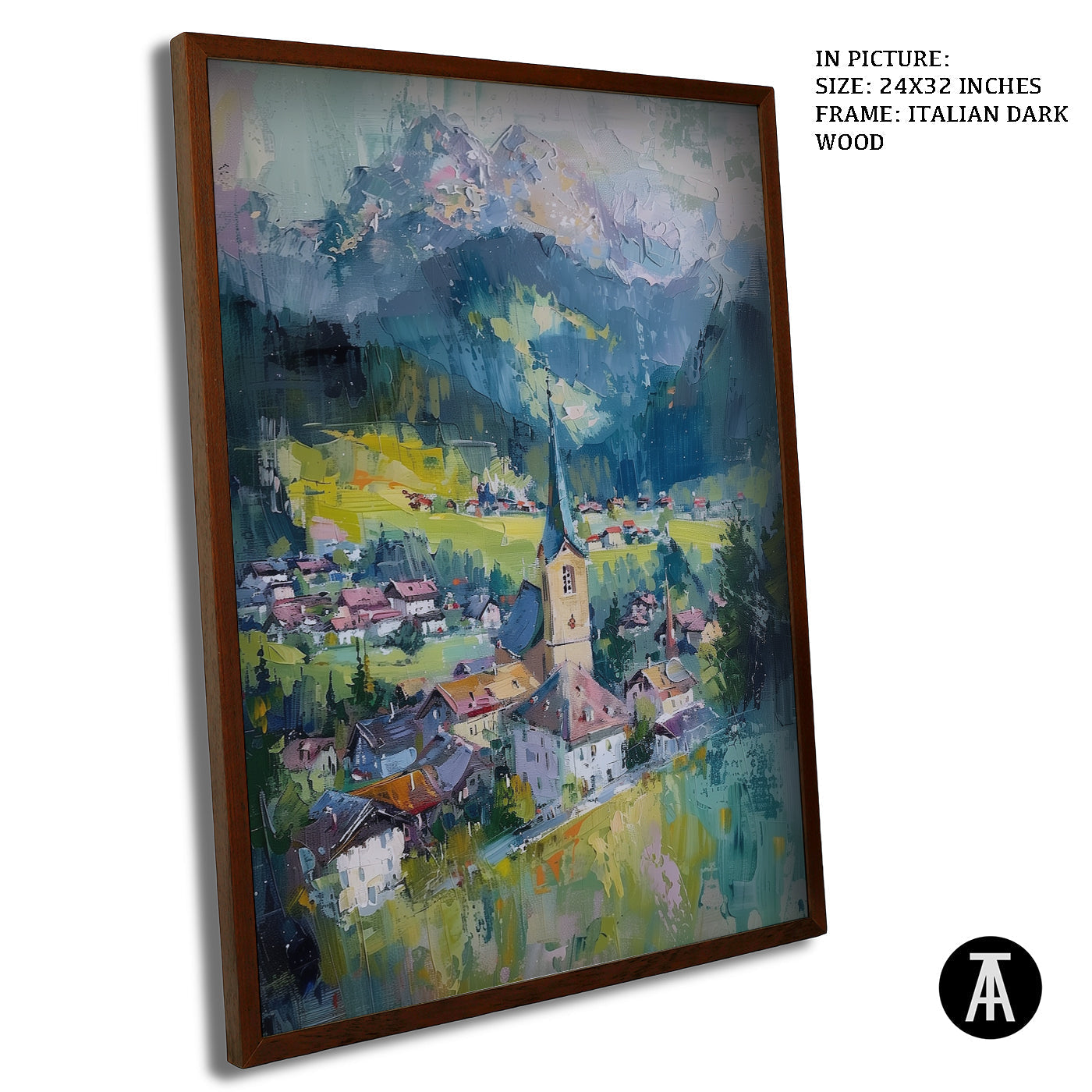 Artwork in Dark Wood Frame