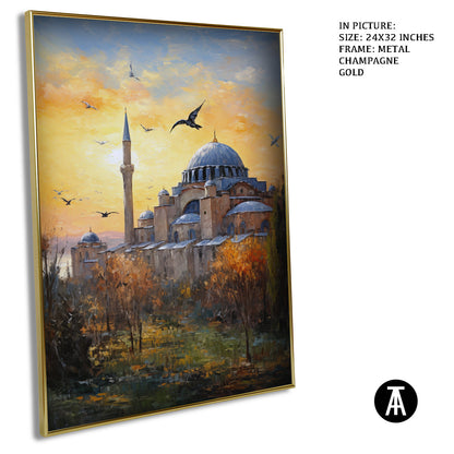 Artwork in Light Brown Frame