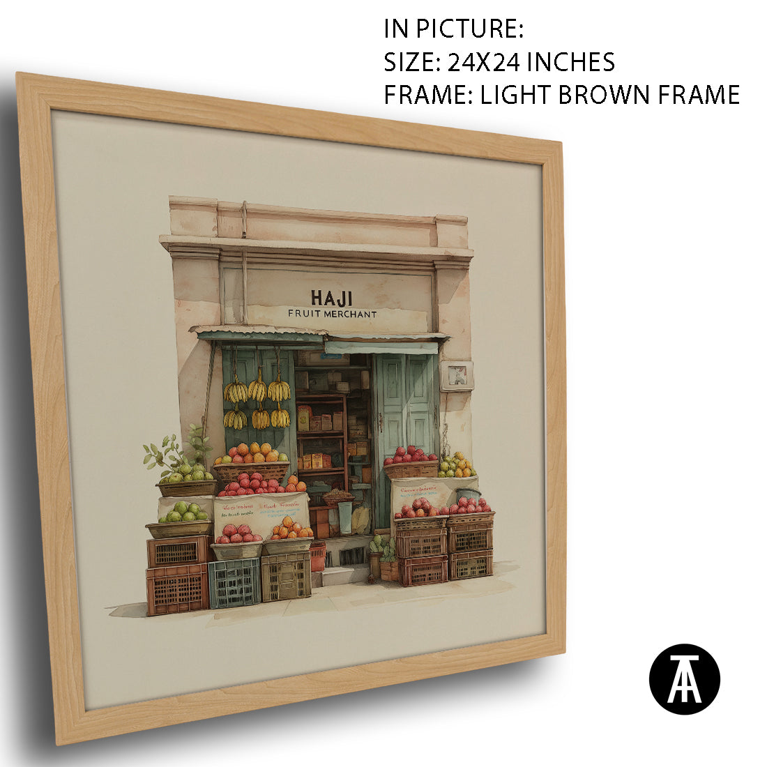 Artwork in Light Brown Frame